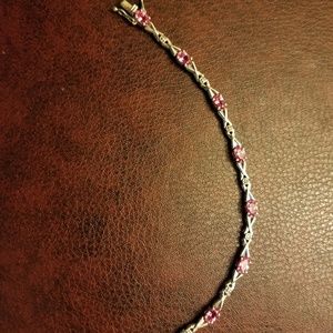Silver and  Pink Sapphire bracelet